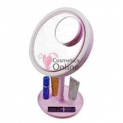 Oglinda cosmetica Breeze Mirror cu 14 led-uri pentru make-up si ventilator + oglinda mica de 5X